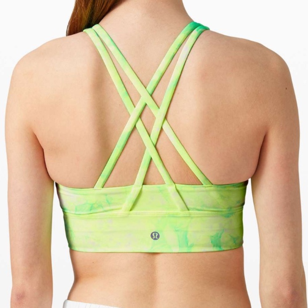lululemon athletica Neon Green Tie-Dye Strappy Sports Bra